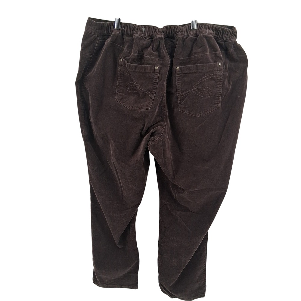 Catherines Brown Corduroy Pants Womens 1X Elastic Waist Pull On‎ Casual Comfy - Picture 5 of 14